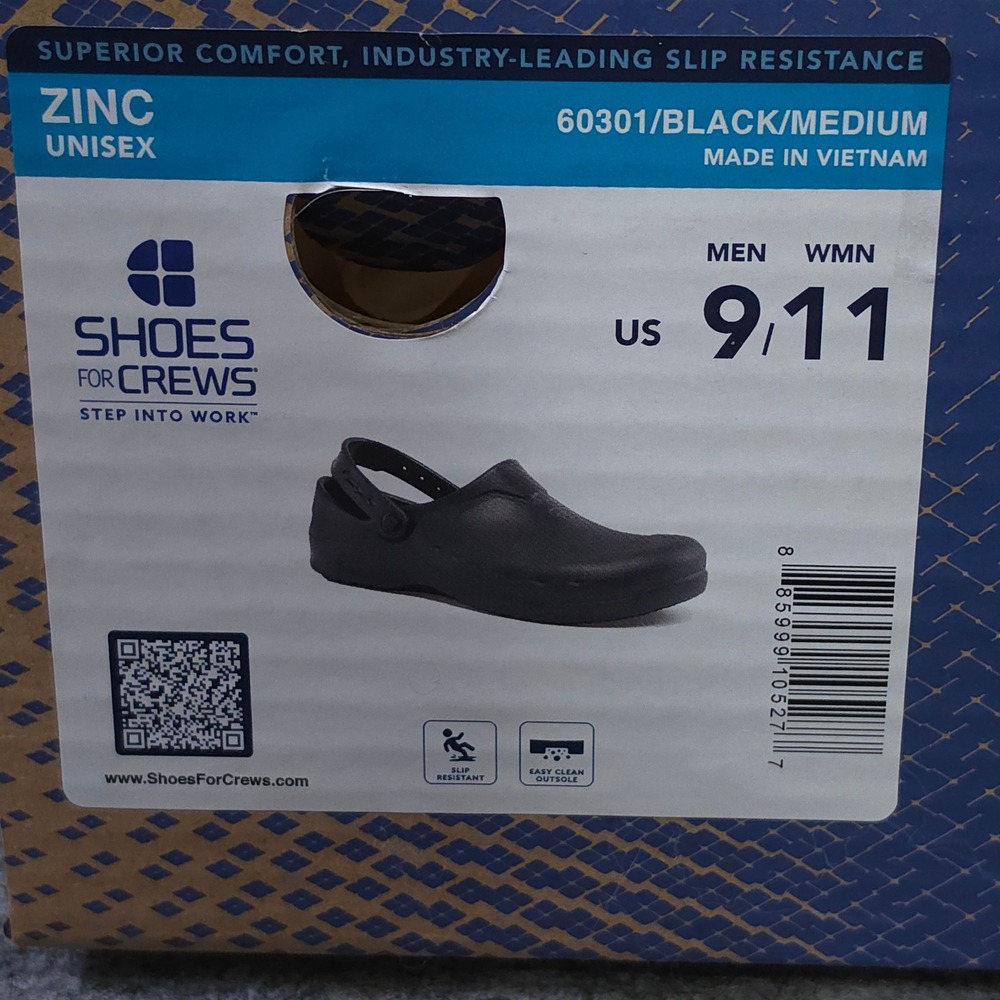 Shoes For Crews Zinc Black Slip Resistant Work Clogs Mens 9 Womens 11 60301 - Picture 7 of 7